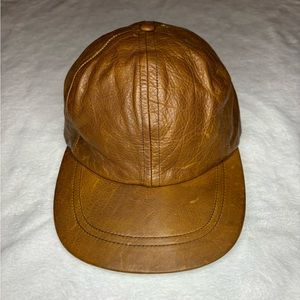 OG Ralph Lauren  Country Brown Leather Baseball Hat Cap Suede Lined Large